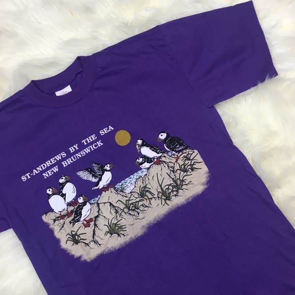 90s St Andrews By The Sea New Brunswick Puffin Tee - Picture 1 of 5